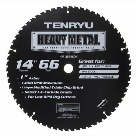 TENRYU 14in x 66T Heavy Metal Thin-Kerf C6 Micro-grain Carbide Blade HM-35566DX